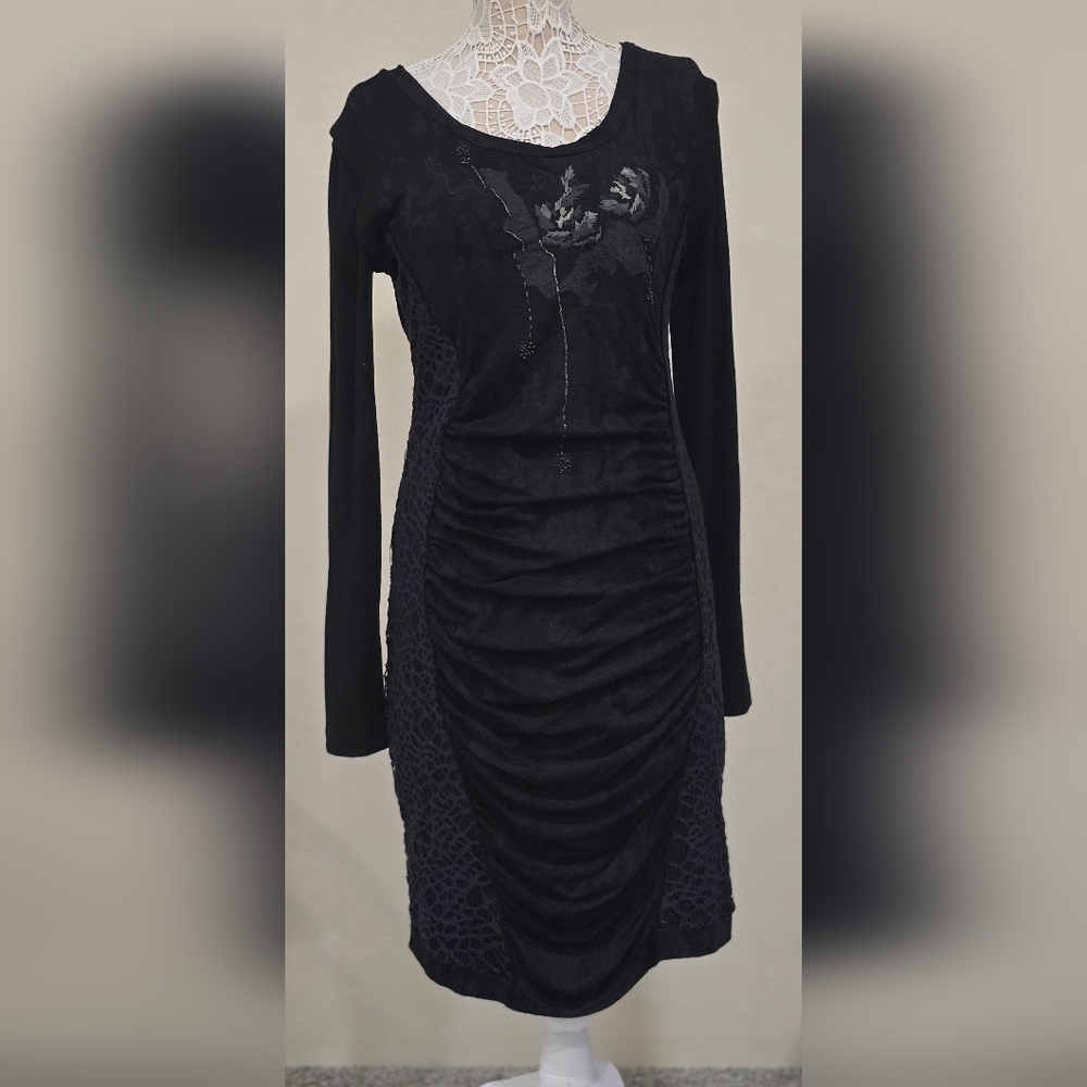 Angels Never Die Mixed Material Beaded Bodycon Dress Sz XXL
